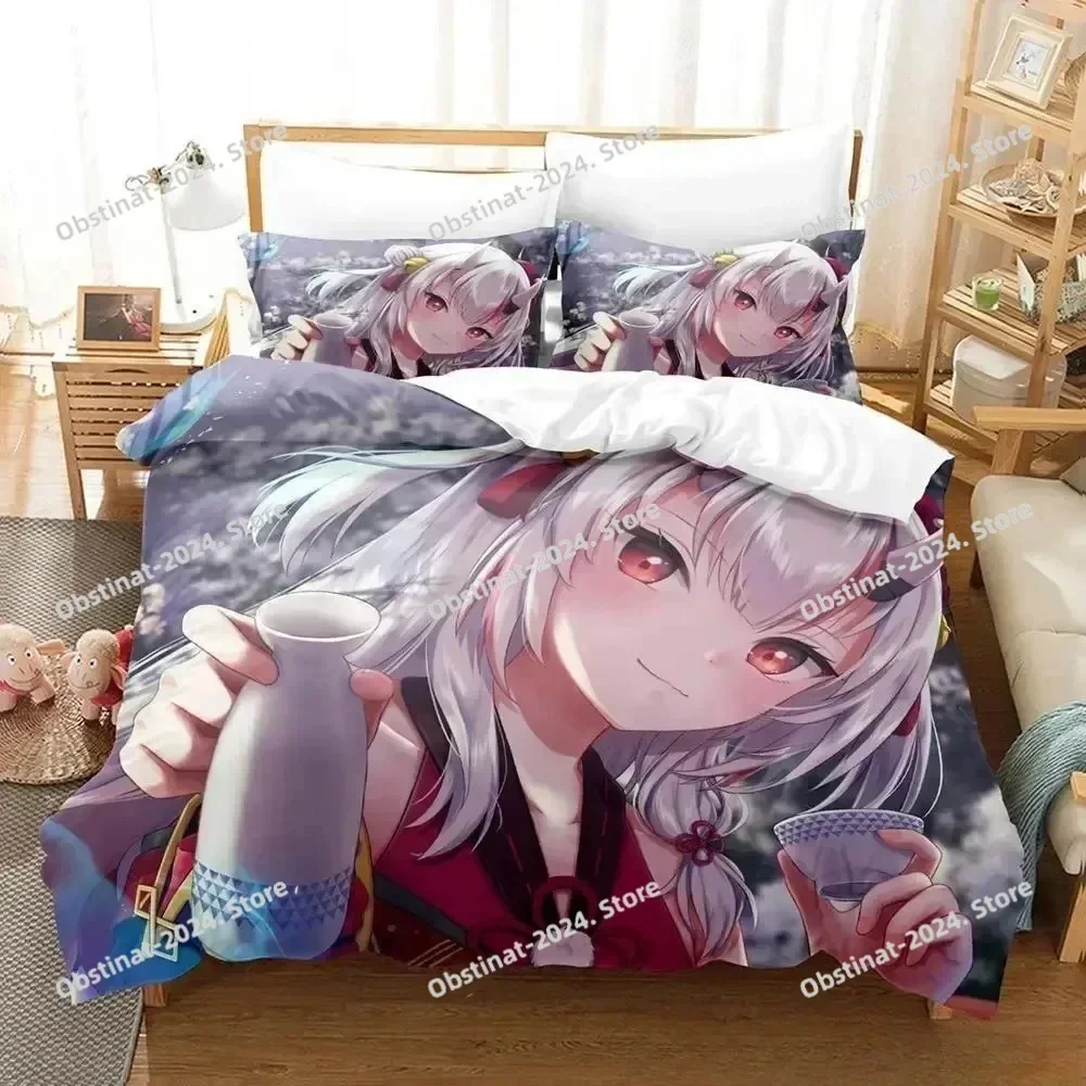 3D Kawaii Nakiri Ayame Bedding Set Printed single Comforter Quilt Bed Cover Duvet Cover Pillow Case 3 Pieces Set Kids Adult Size