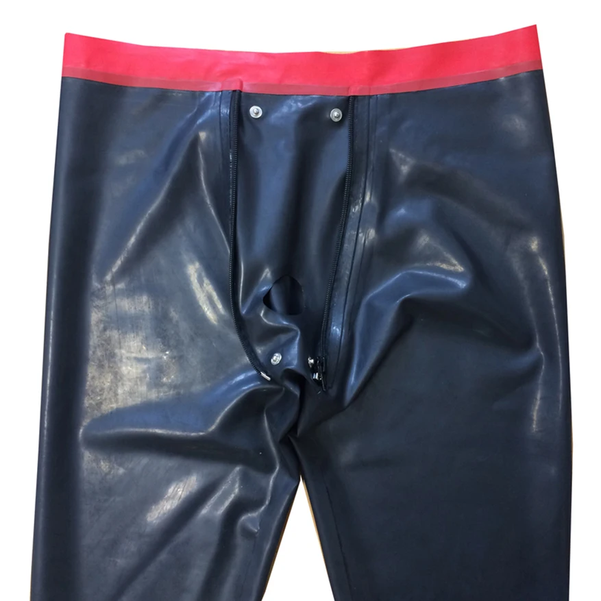 Sexy Latex Men Pants Rubber Leggings with Socks and Crotch Piece Cover XXXL Handmade S-LTM001