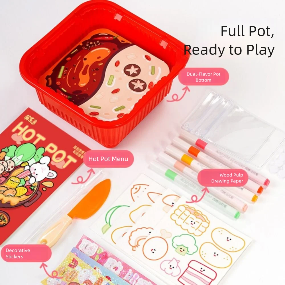 الإبداعية دهان داي ألعاب المطبخ متعدد الألوان اللعب التظاهر اللعب Playset تورم وعاء ساخن ألعاب طعام للأطفال
