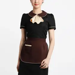 Waitress Summer Short Sleeve Working Clothes Dress and Apron Restaurant Hotel Staff Fashion Women Uniform