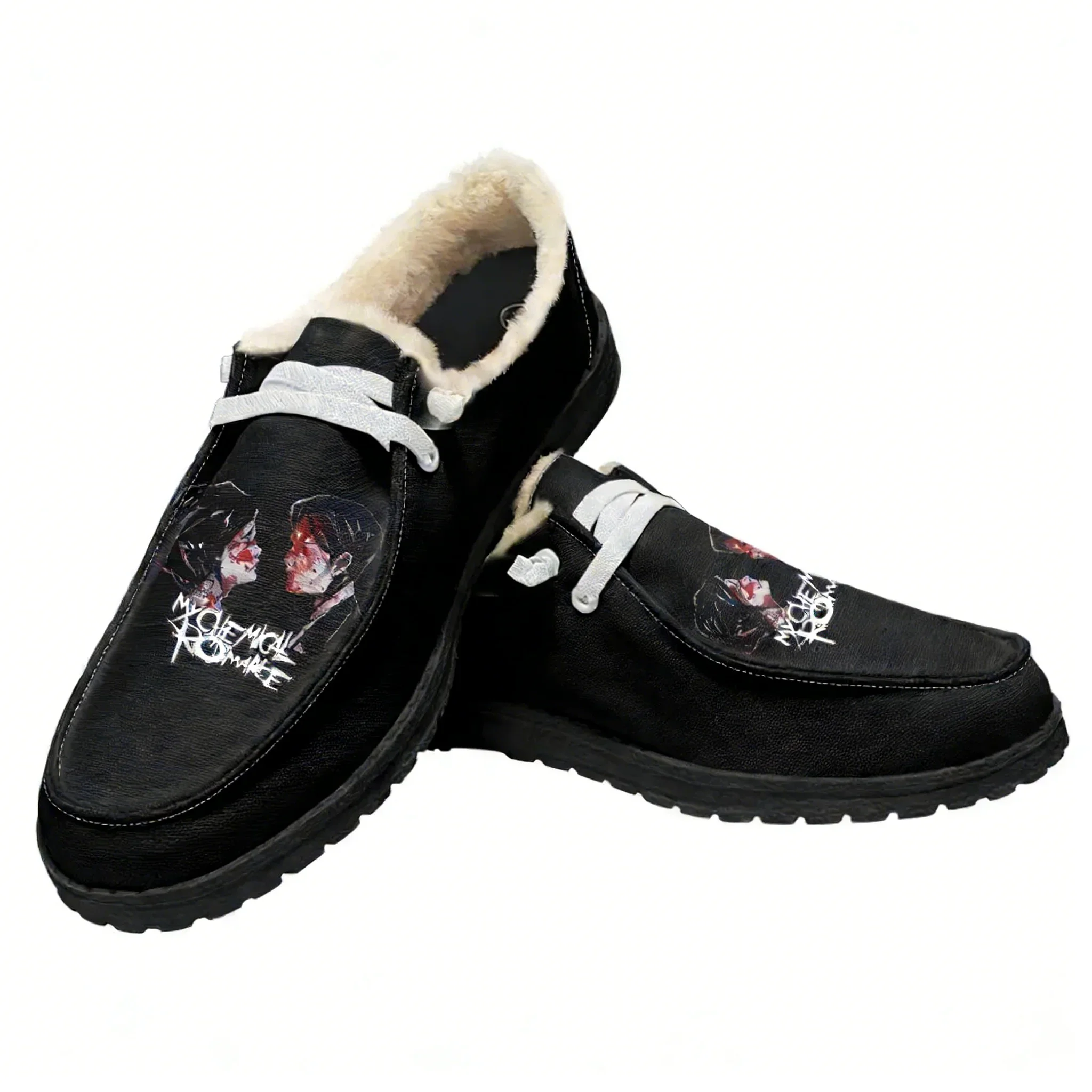 My Chemical Romance Velvet Flat Shoes Mens Womens Warm Casual Shoe Indoor Outdoor Light Shoes Fashion Print Custom Couple Shoes