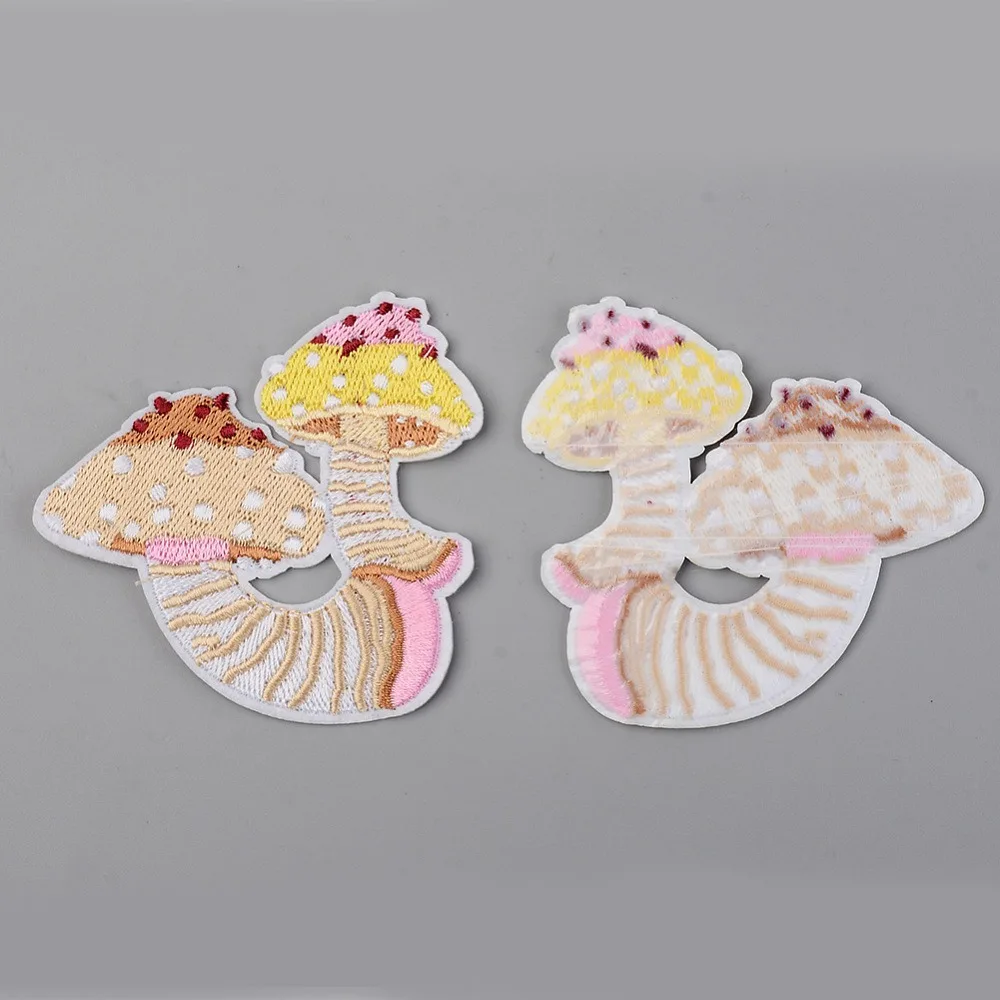 

5pcs Computerized Embroidery Cloth Iron on/Sew on Patches Appliques Costume Accessories Mushroom Colorful 75x77x1.5mm