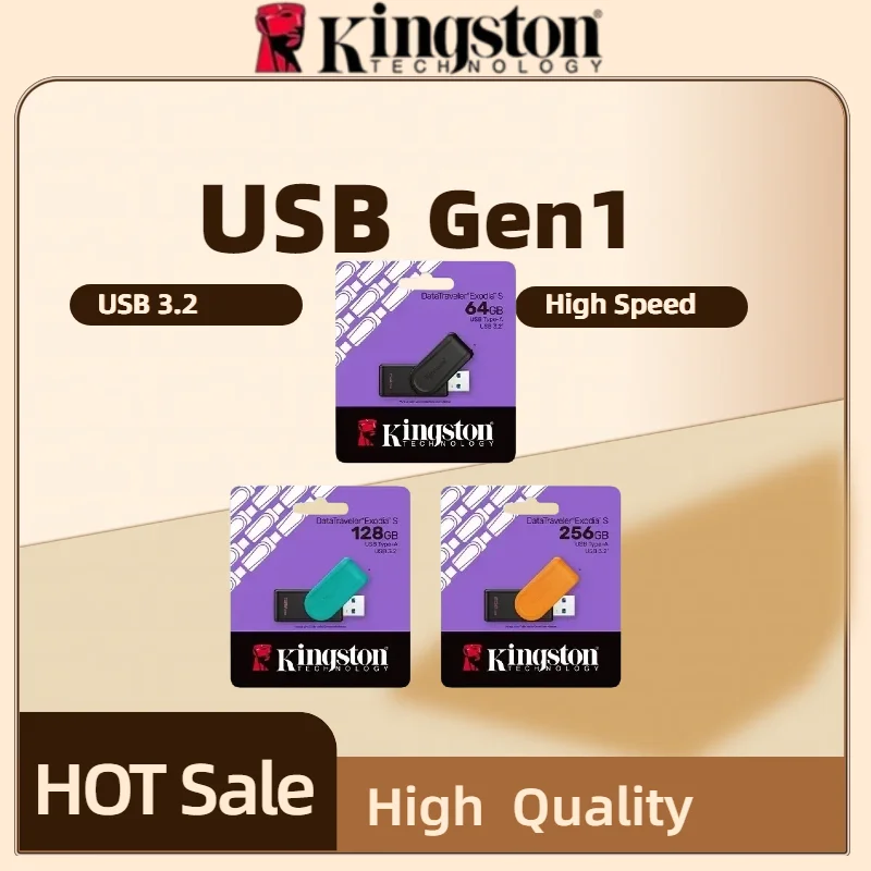 Kingston DataTraveler Exodia S USB Flash Drive 64GB 128GB 256GB 512G USB 3.2 Gen 1 Pen Drive Black DTXS Flash Drive for Computer