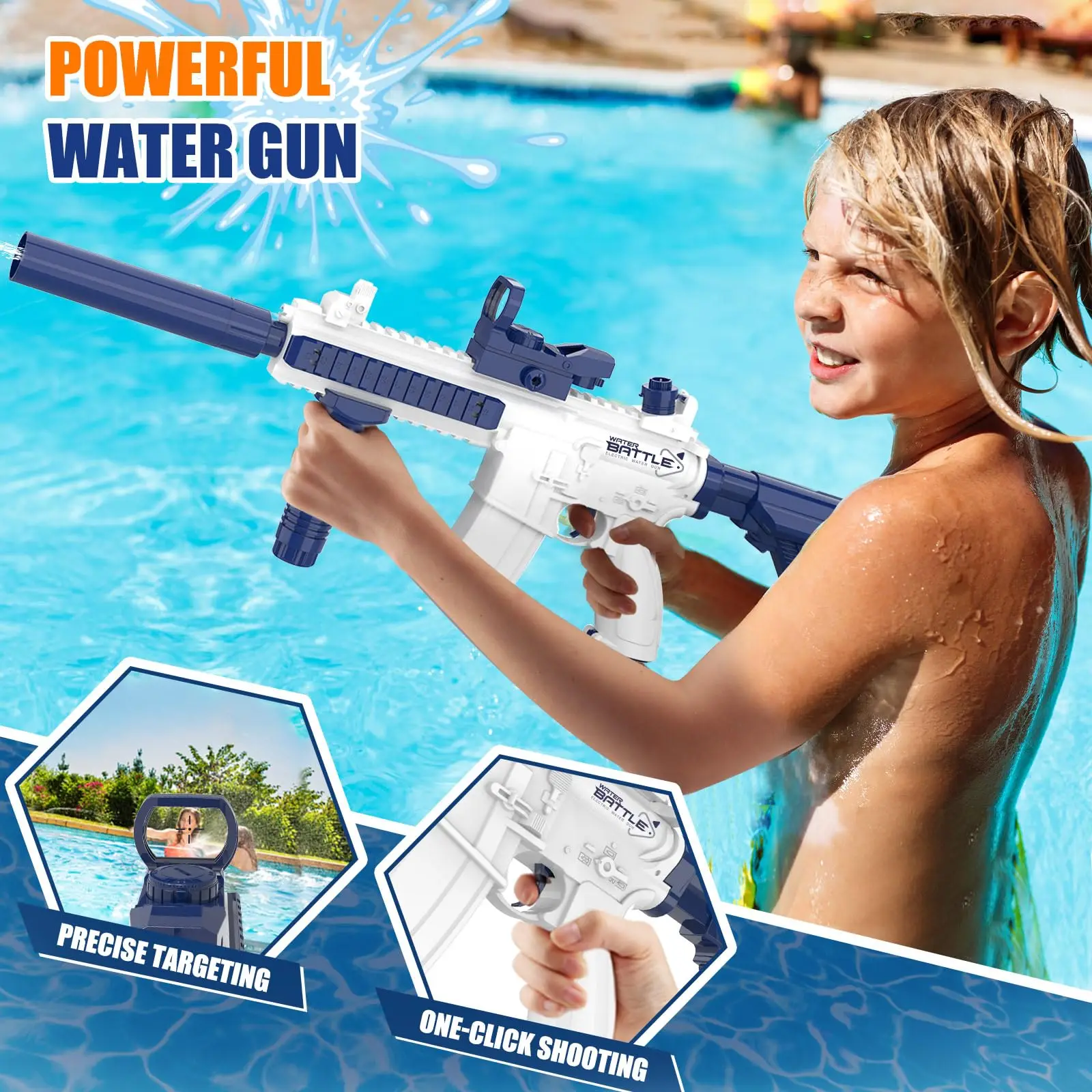 Electric Water Gun for Adult Kid  Long Range  Automatic Squirt Guns Summer Outdoor Swimming Pool Party Soaker Shooting Game Toys