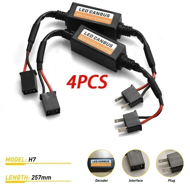 1/4PCS LED Car Headlight Bulbs Decoder No Error H4 H7 H11 9005 9006 Conversion Kit Load Resistor Warning Auto Lights Decoder image 6
