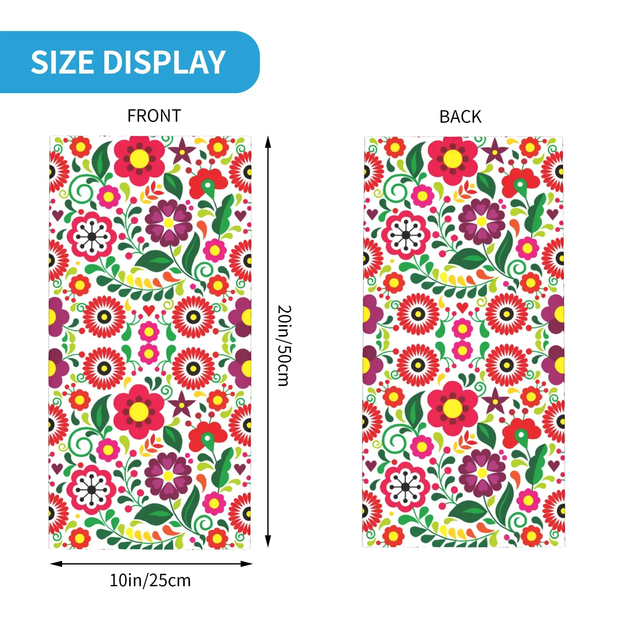 New Colourful Floral Mexican Flowers Bandana Neck Gaiter for Ski Cycling Women Men Wrap Scarf  Balaclava Warmer Face Scarf Cover
