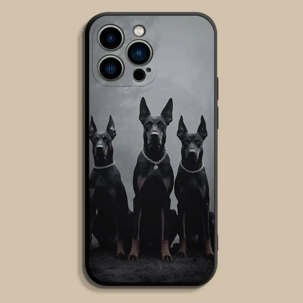 Чехол для телефона Cool D-Doberman D-Dog для iPhone 17,16,15,14,13,12,Pro,Max,Plus,E,SE4,Air,Mini,черный мягкий чехол