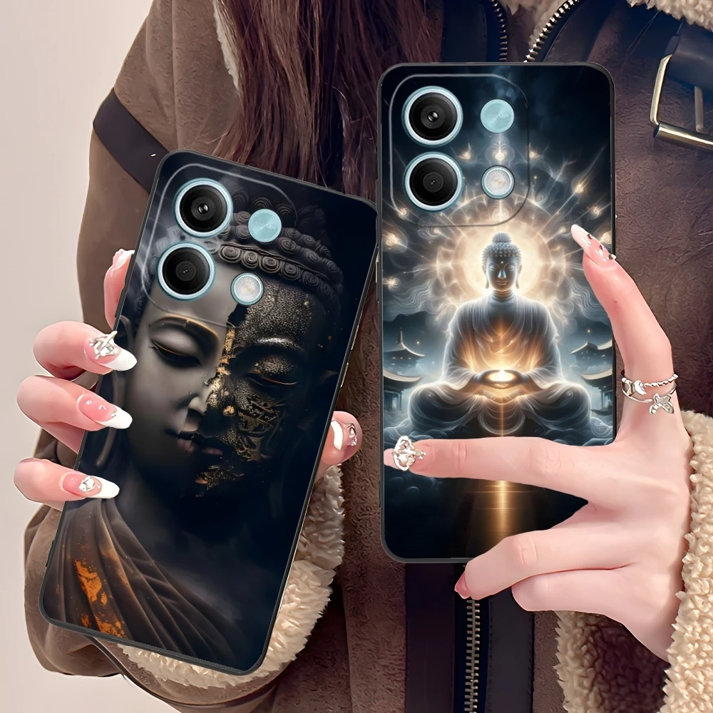 Buddha Buddhism Mobile Cell Phone Case for Xiaomi POCO M6 M5 M4 M3 X6 X5 X4 X3 F6 F5 F4 F3 F2 C40 Pro GT 5G Black Cover Shell