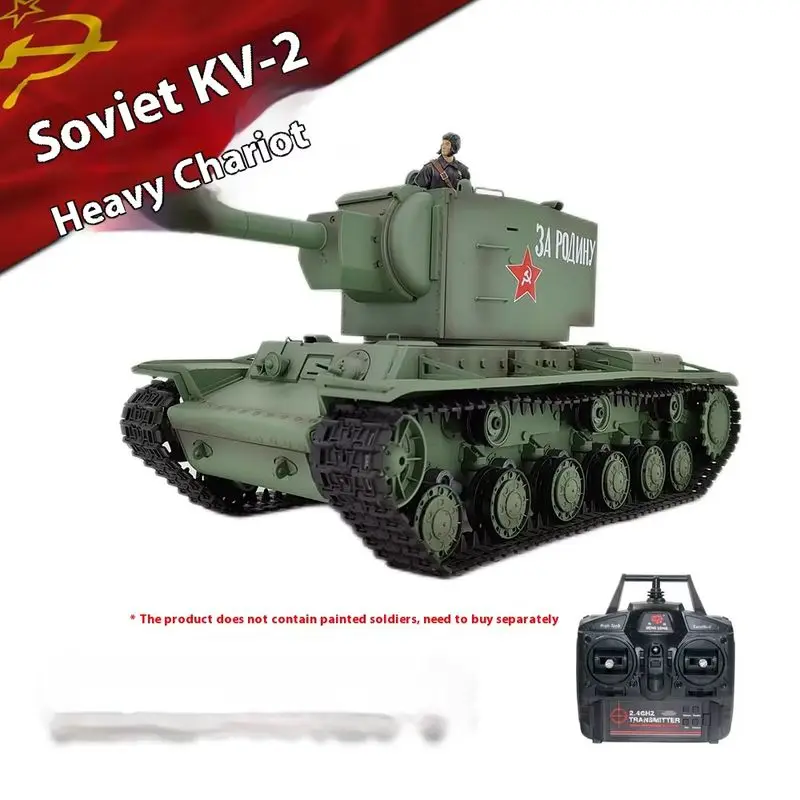 Henglong 어린이 RC 탱크 Kv-2 크롤러, 대형 성인 전기 군사 모델, 소년 리모컨 장난감 자동차 