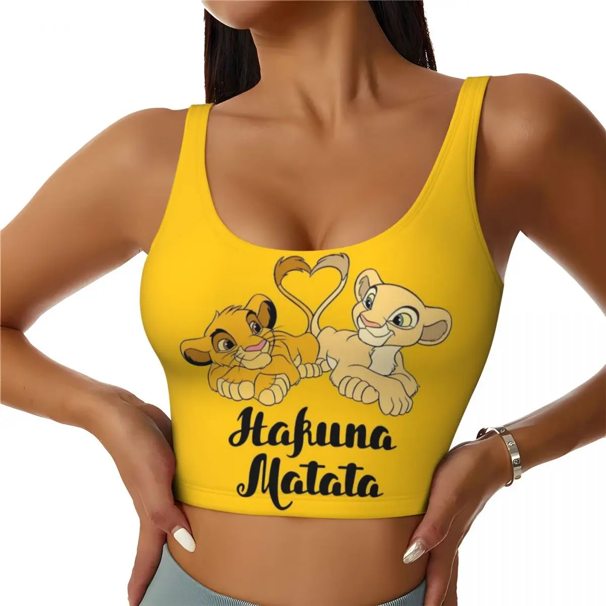 

Изготовленный на заказ ударопрочный спортивный бюстгальтер The Lion King Simba Mufasa, женский укороченный топ для тренировок в тренажерном зале и йоге