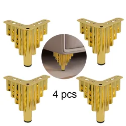 Patas básicas de alta resistencia para muebles, 4 piezas, placa triangular superior, para sofá, cama, sofás, armario de tocador con protectores de suelo de goma