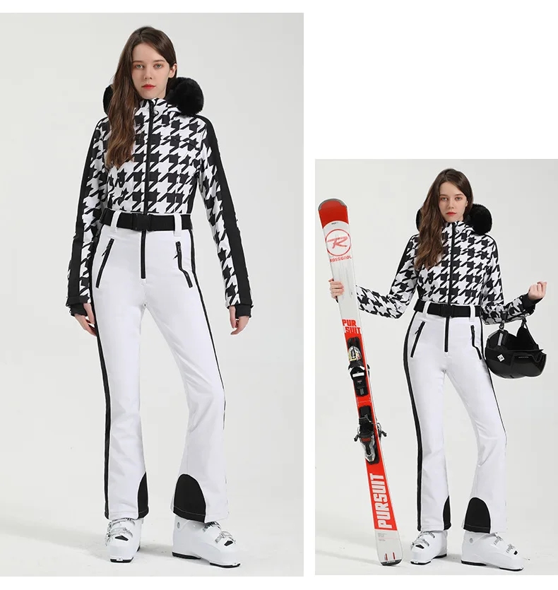 Traje de esquí de una pieza para mujer, chaqueta de Snowboard al aire libre, mono Delgado cálido para mujer, ropa de nieve impermeable a prueba de