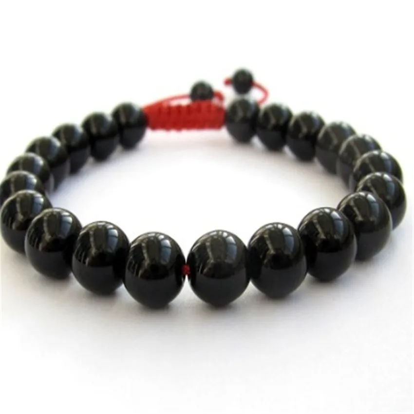 

8mm Obsidian Obsidian Karma Handmade Stackable Adjustable Eco-Friendly Women Jewelry Lovers Charm Link Prayer