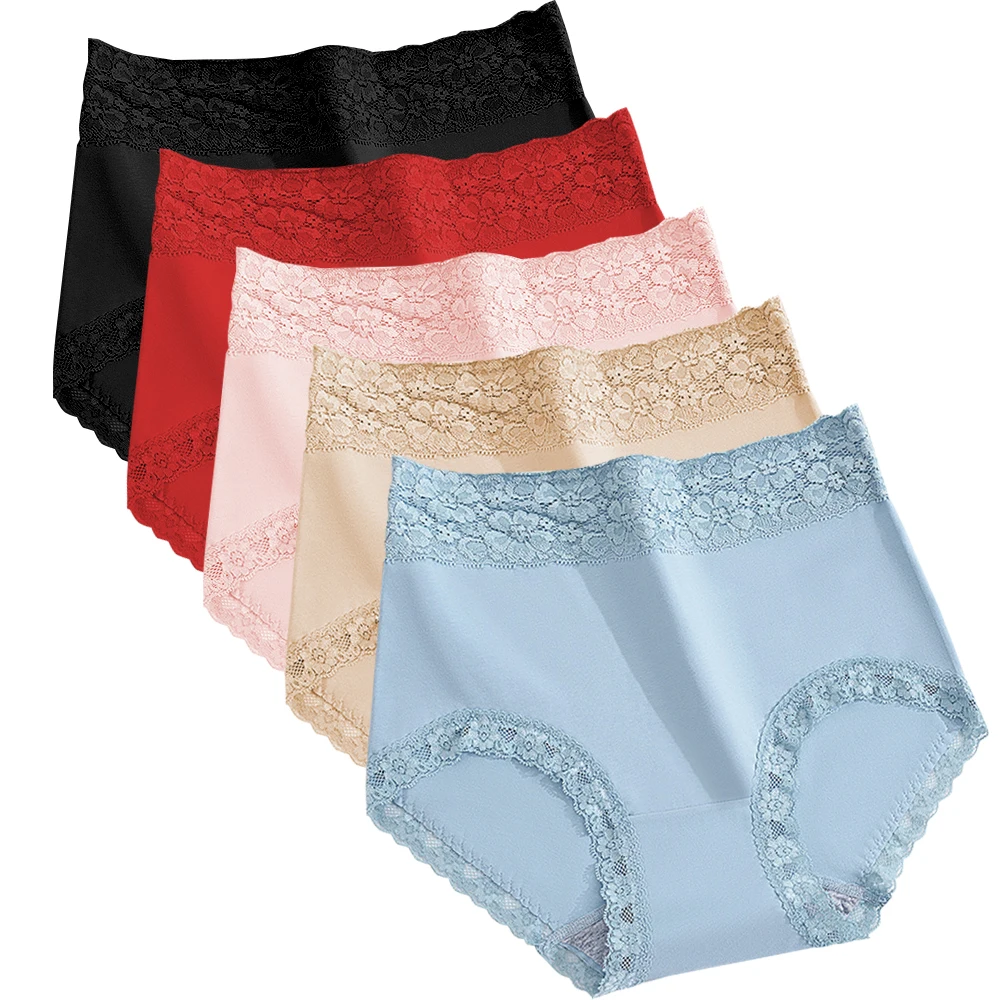 High Waist Briefs Women cotton Panties High Elastic Tummy Control Underwear Slimming Sexy Lace abdomen in Lingerie