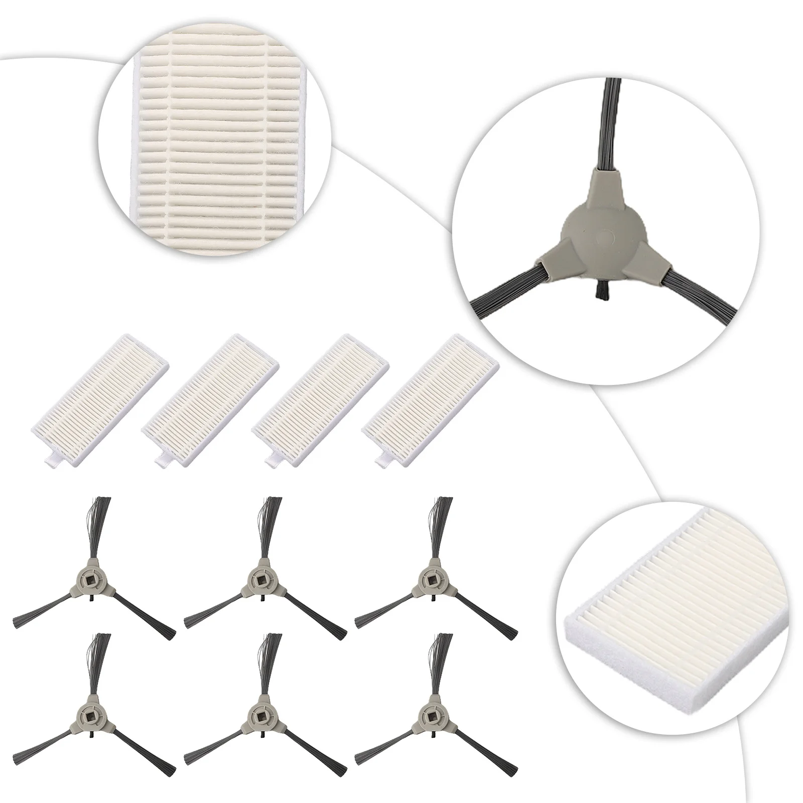 6/4 *Filters + 10/6* Side Brushes For ROPVACNIC A1 Robot Vacuum Cleaner Efficiently Captures Dust Household Cleaning Tools