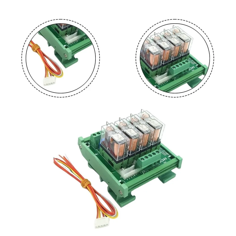 DC12V DC24V 4 Channel Relay Module Compatible with NPN and PNP Inputs for DIN Rail Mounting in Control Cabinets