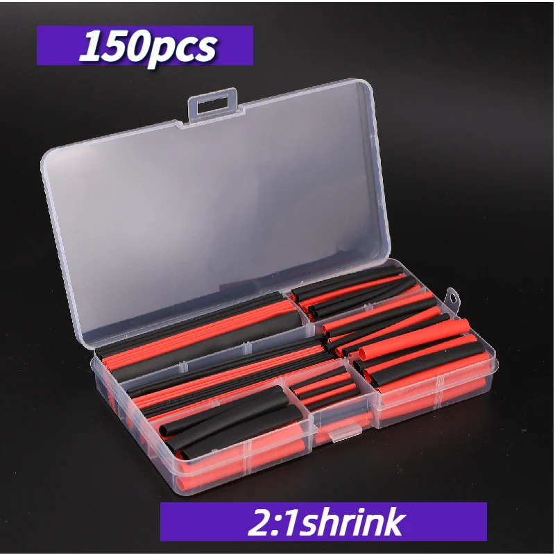Heat Shrink Tube 150Pcs 2:1 Polyolefin Heat Cable Wire Shrink Tube Shrinkable Sleeve Insulation Wire Shrinkable Heatshrink Tube