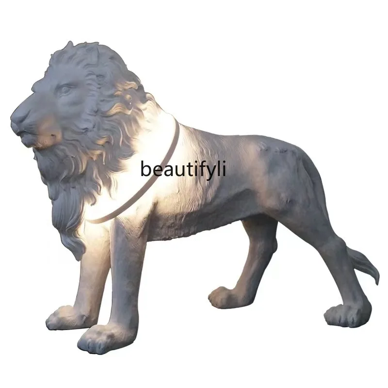 Lion sculpture floor lamp light luxury designer creative living room large animal ornament