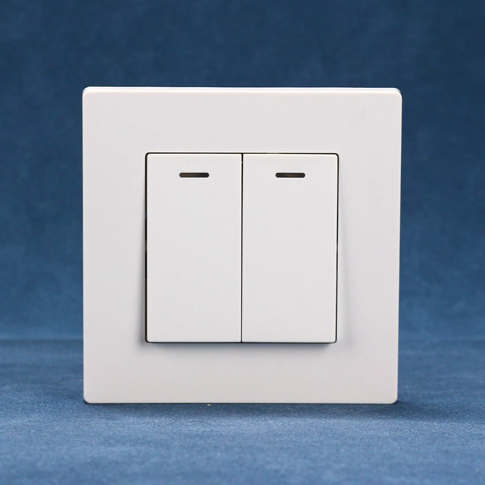 European standard wall switch 250V 10A 86 * 86mm single control dual control with LED light two position switch PC panel CE