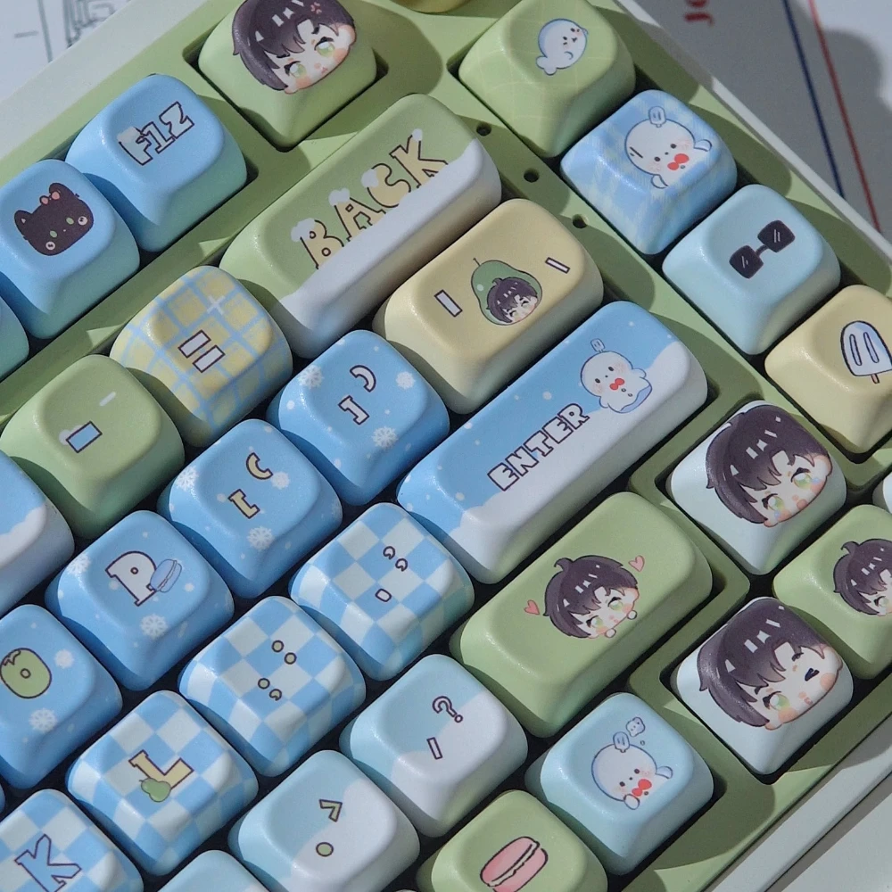 

Колпачки для клавиш Love and Deepspace Zayne EOA/Cherry Profile PBT, термосублимация, синий мультяшный милый игровой колпачок для механической клавиатуры