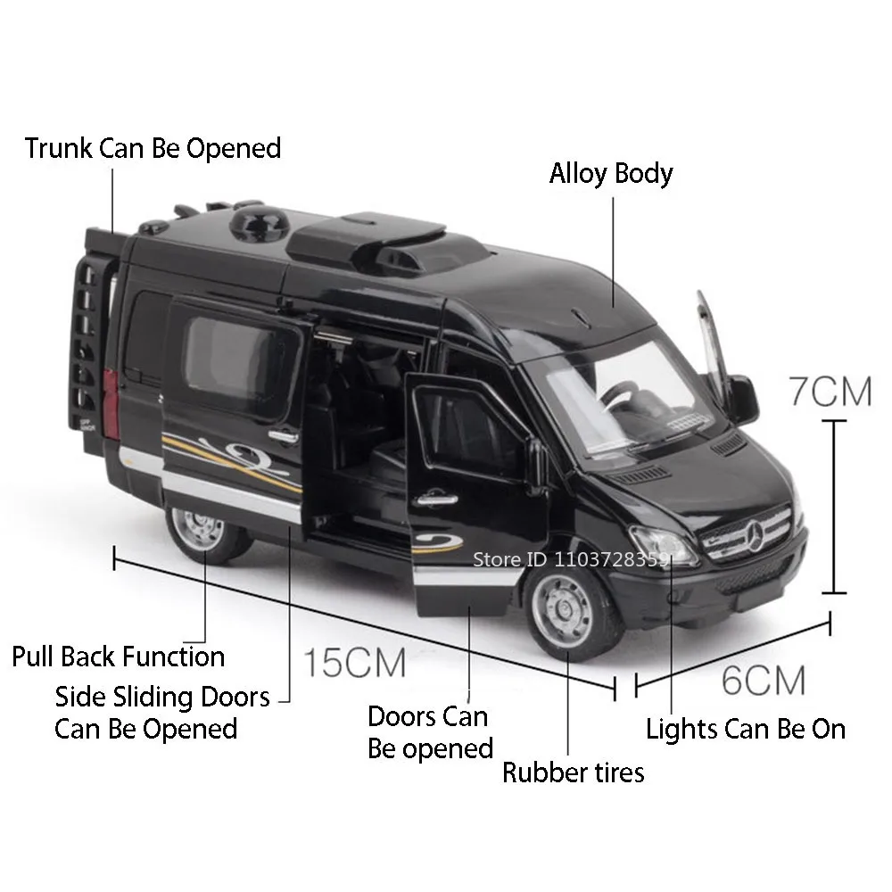 1:32 Bilancia Sprinter Ambulanza Modello di Auto Giocattoli In Lega Pressofusa Suono Luce Porte Aperta Tirare Indietro Pneumatici di Gomma Macchinine Regali Per Bambini