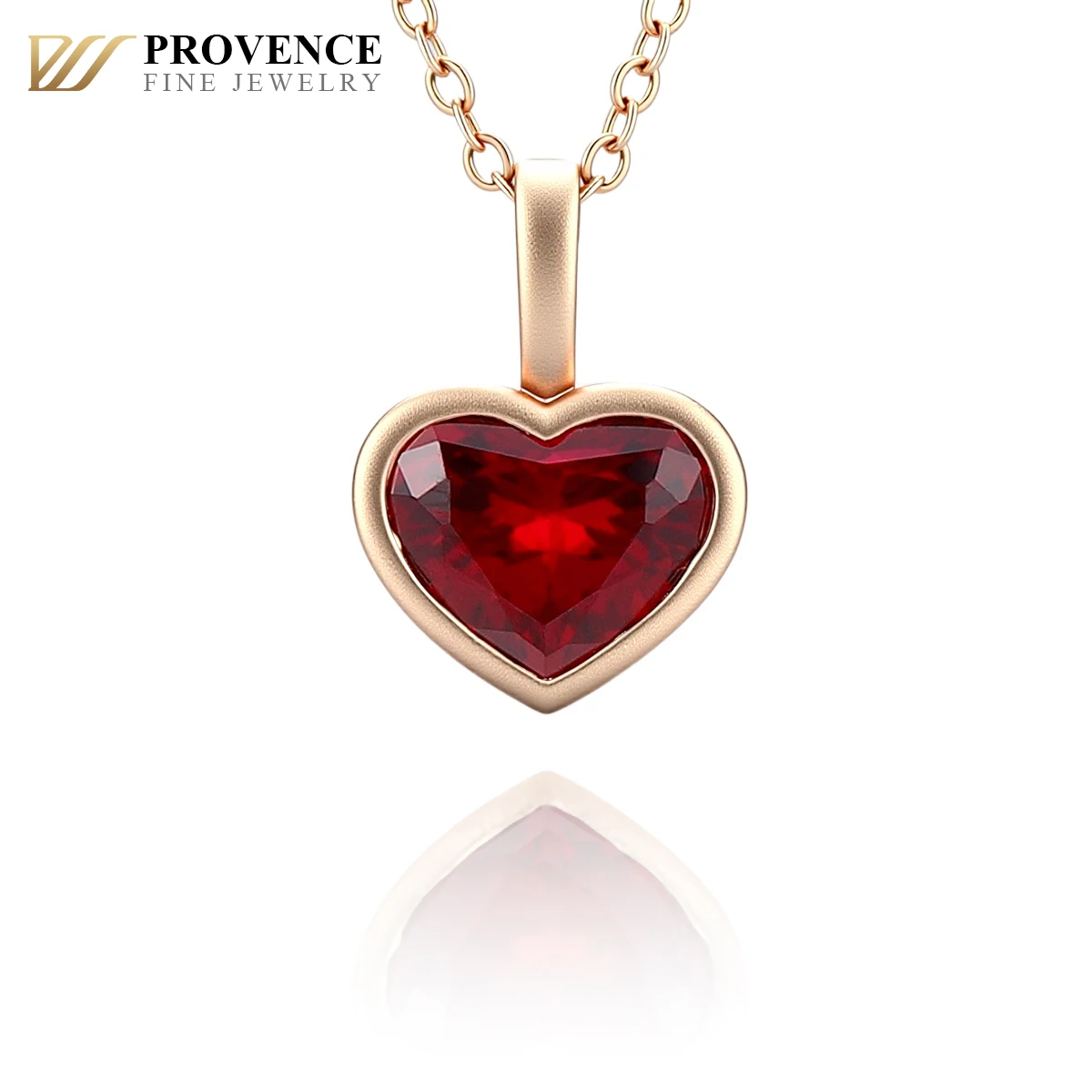 Provence 10K Yellow Gold Necklace 6.5MM*6.5MM Ruby Gemstone With Heart For Women Party Wedding Anniversary Fashion Jewelry Gift