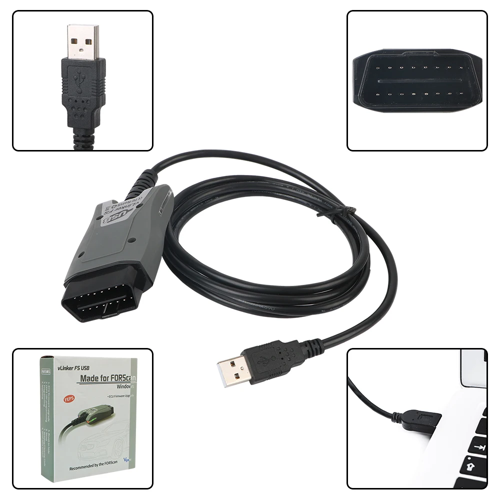 For Ford FORScan HS/MS-CAN Car Diagnostic Scanner VLinker FS USB Interface Tools OBDII FS ELM327 ELM 327 OBD 2 For Mazda