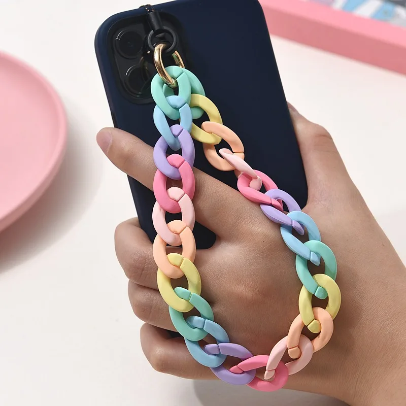 

1 Fashionable Colored Plastic Bead Phone Chain for Women, Anti-Fall Wristband Lanyard Universal Phone Accessories and Decoratio