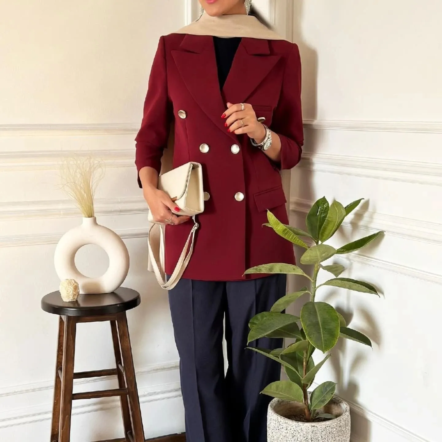 Allingentle Women'S Red Blazer Fashion Classic Long Sleeve Business Jacket Stylish Casual Coat For Ladies Customized