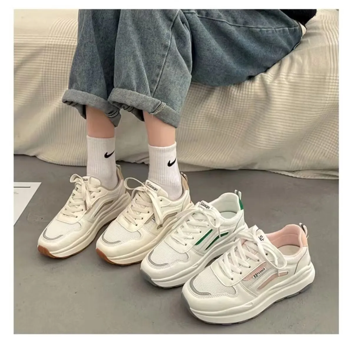 Women's Sports Breathable Student Casual Shoes Sports Women's Flat Net White Shoes Vulcanized Designer 2024 Zapatillas Mujer