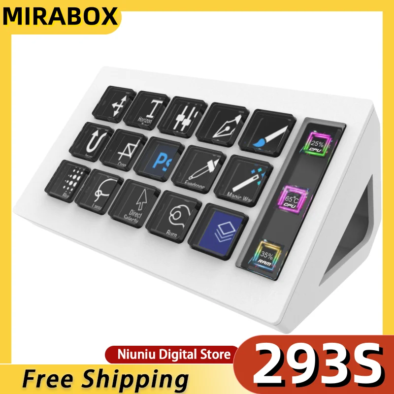 Mirabox Mbox293s Wired Connection Usb Electrostatic Capacitive Keyboard With Screen Customizable Shortcut Keys Visual Keypa