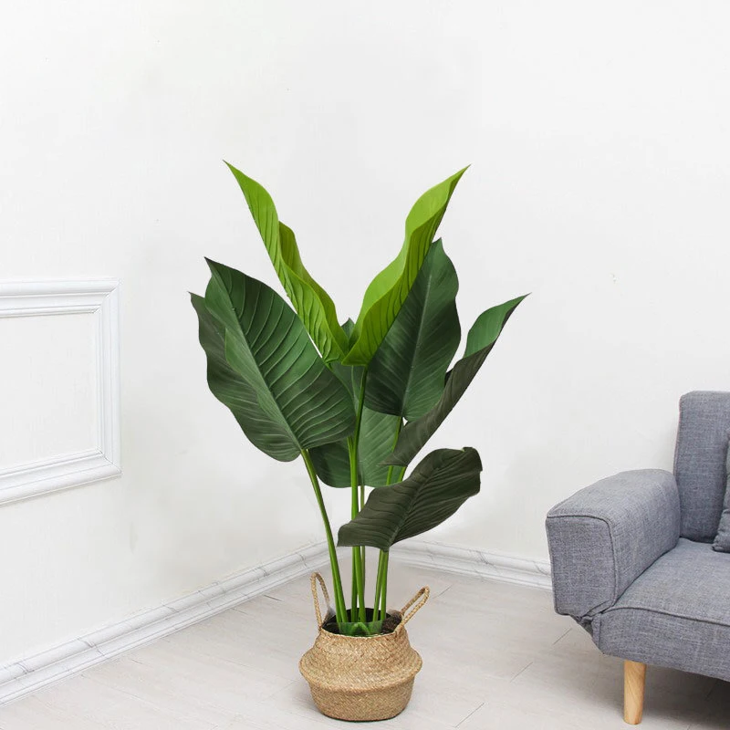 90-100cm Artificial Plants Turtle Back Leaves Lily Tree Green Potted Plant Home Living Room Office Hotel Decoration Fake Tree