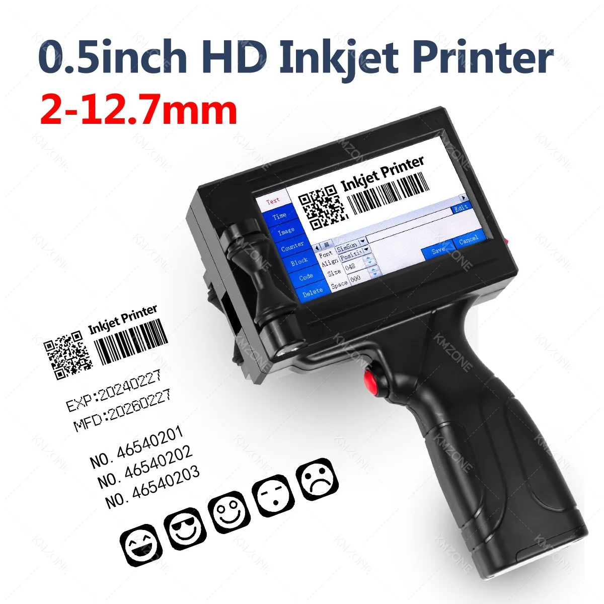 Handheld Inkjet Printer Date Number Expiry Date Logo QR Bar Batch Code Expiry Date 12.7mm Label Printer English Language 600dpi