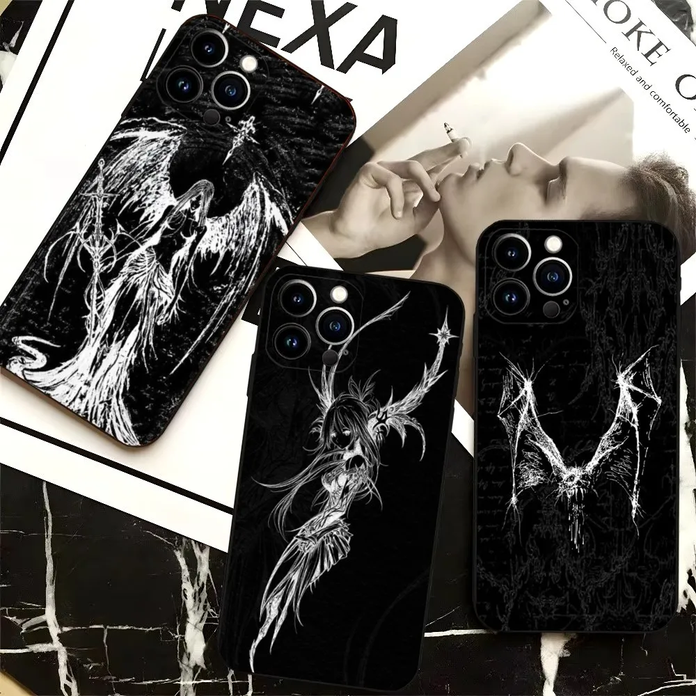 Gothic Girl Dark Sculpture Retro Phone Case For iPhone 16,15,14,13,12,Pro,Max,11,7,8,Plus,XR,XS Max Silicone Soft Shell