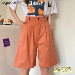 여성용 루즈한 올매치 카고 무릎 길이 바지, 프레피 걸스, Bf 캐주얼 얼짱, 빈티지 오피스 레이디, 미적인 패션