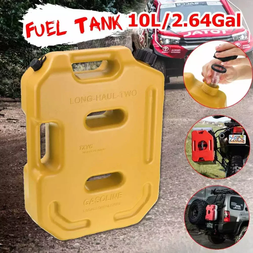 10L Litrer Black Jerrycan Plastic Fuel Tank Spare Petrol Oil Jerry Can Car Motorcycle ATV SUV UTV Gasoline Storage Tank Jerrycan