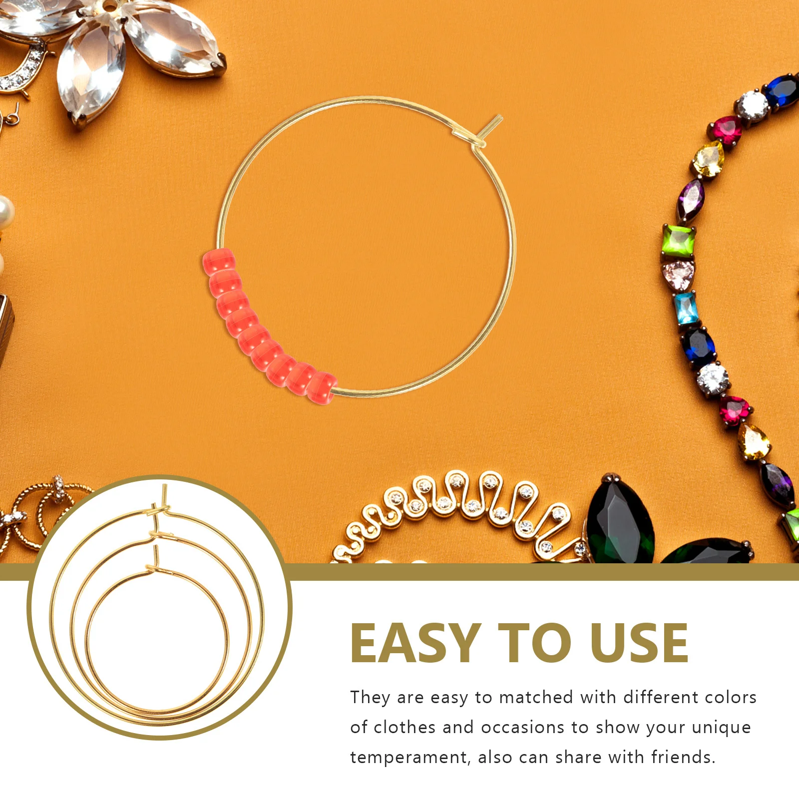 150pcs Earring Components Diy Metal Hoops Mixed Sizes For Jewelry Making Supplies Craft Beading Charms Round Pendant Frames