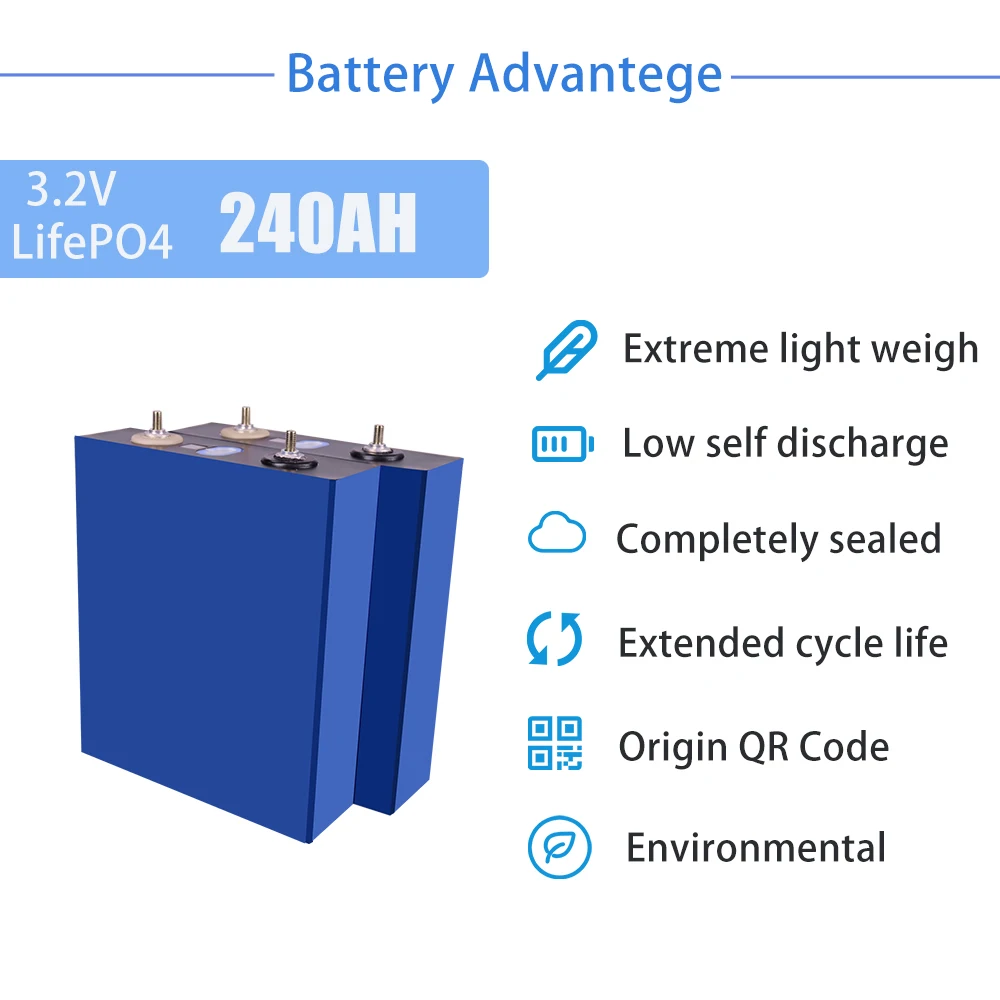 Imagem -02 - Bateria Lifepo4 Recarregável 3.2v 230ah 12v 24v para Barco Empilhadeira rv Armazenamento de Energia Solar Tax Grau a