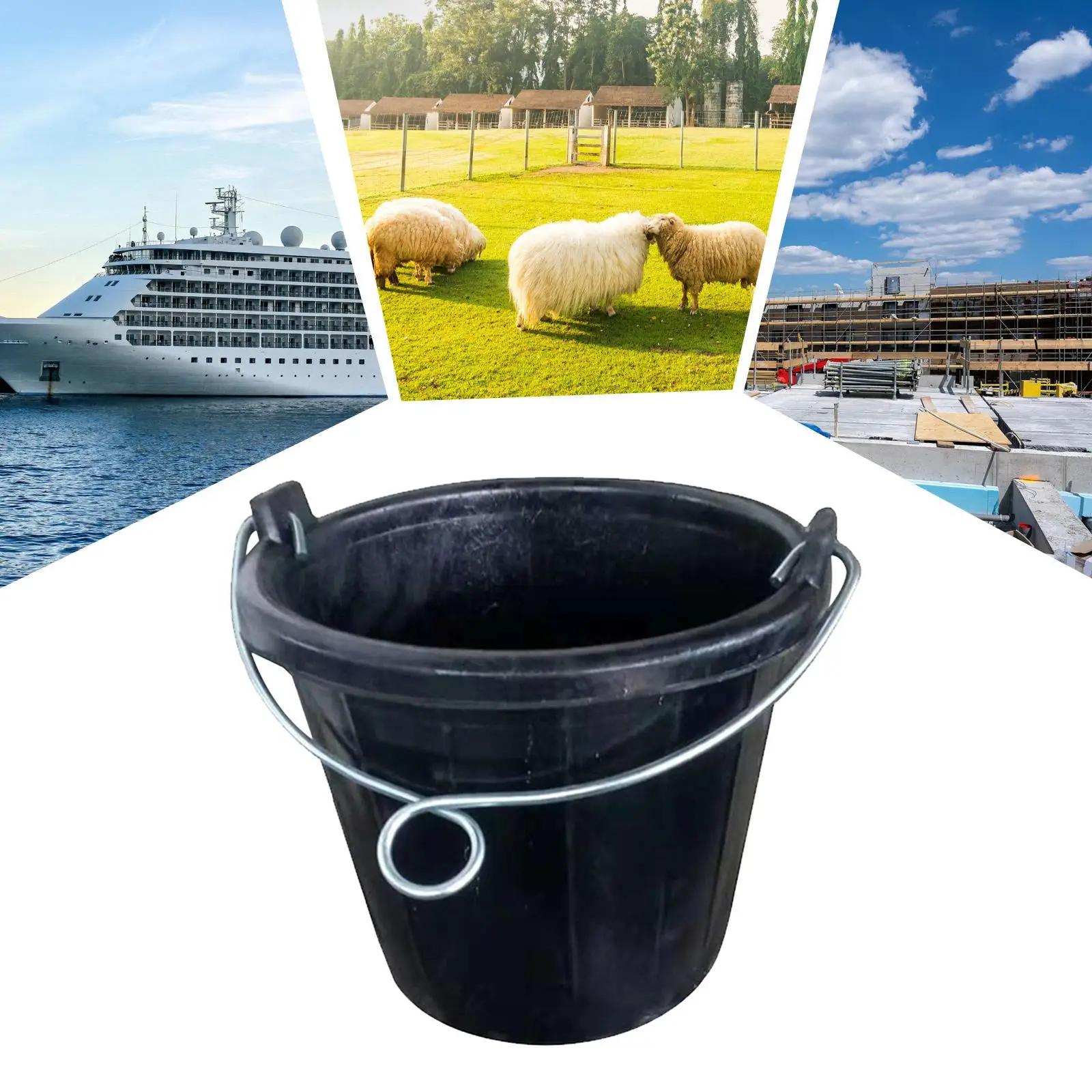 دلو تغذية مطاطي مع سطل حاوية ساحة الكلب المحمولة بمقبض للحديقة