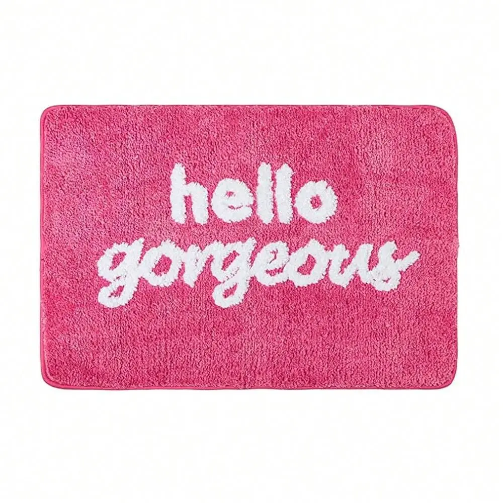 

Pink Bathroom Shower Rugs Hello Gorgeous Shower Bath Mat For Bathroom Non Slip Soft Microfiber Cute Bath Rug Preppy Bathroom De