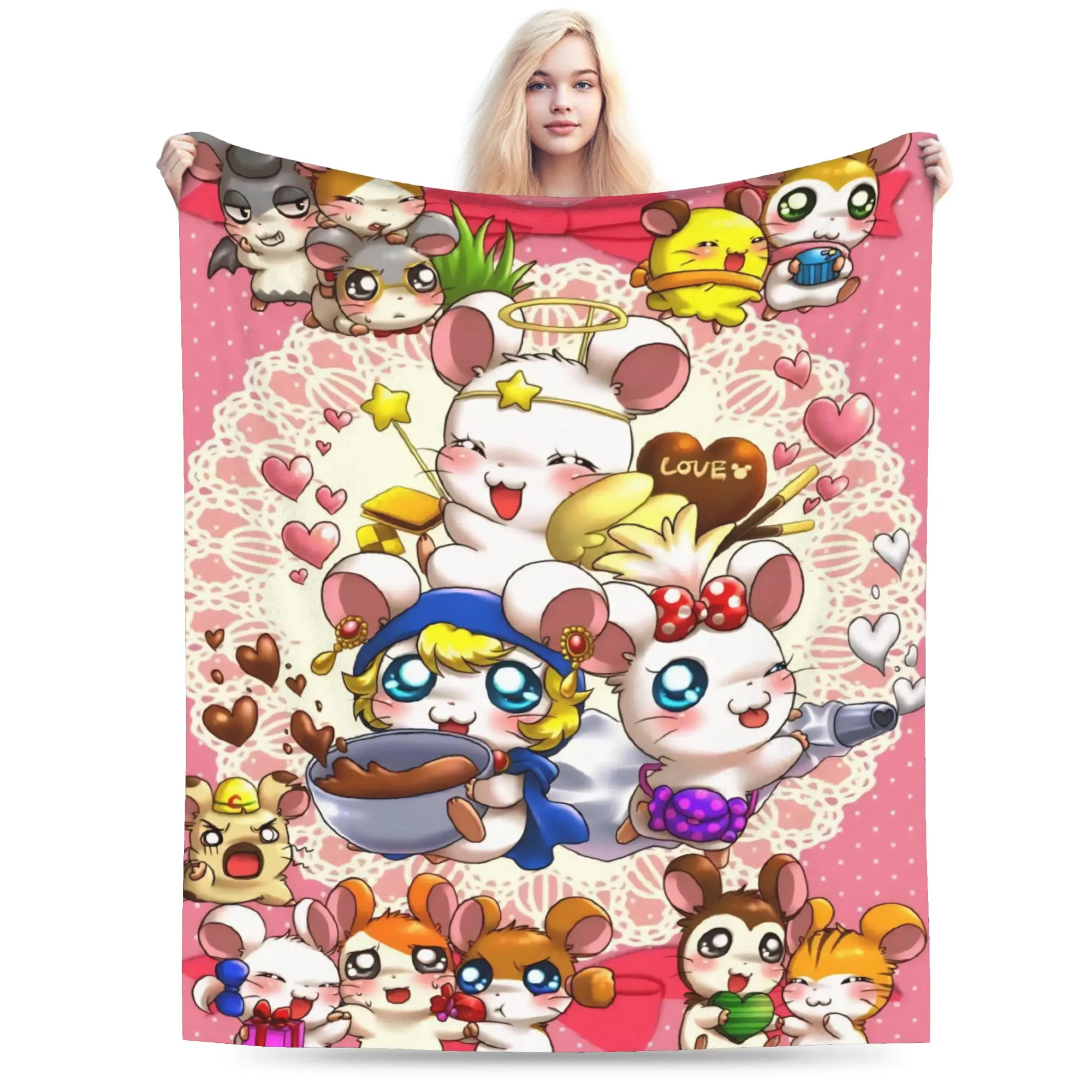 Cute Hamtaro  Plush Blanket Kids  Flannel Throw Blanket For Bedroom Super Warm Custom Quality Bedspread Gift