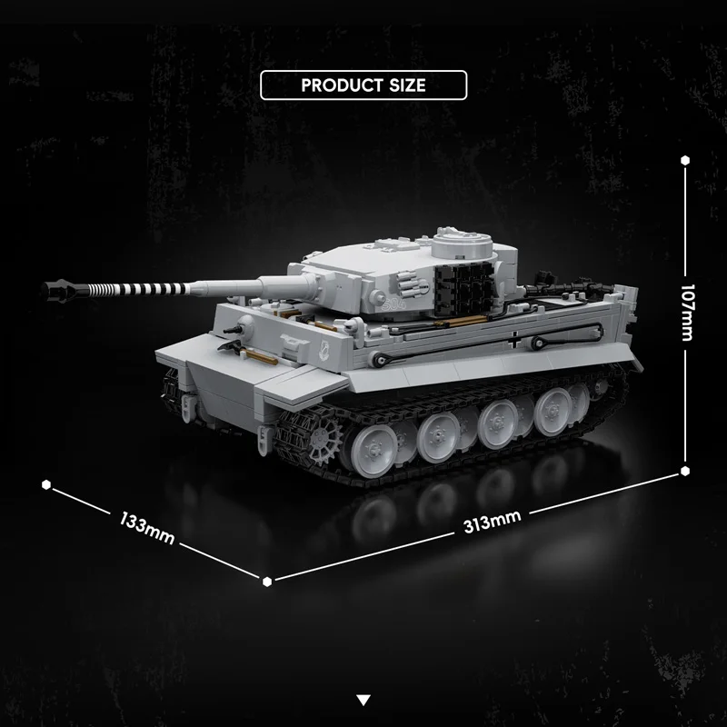 Met sneeuw bedekte Tiger Heavy Tank Sd.Kfz.182 Tweede Wereldoorlog Bouwstenen Zwarte Tijger Gevolgd Gepantserd Voertuig Jongen Speelgoed Model TK8001