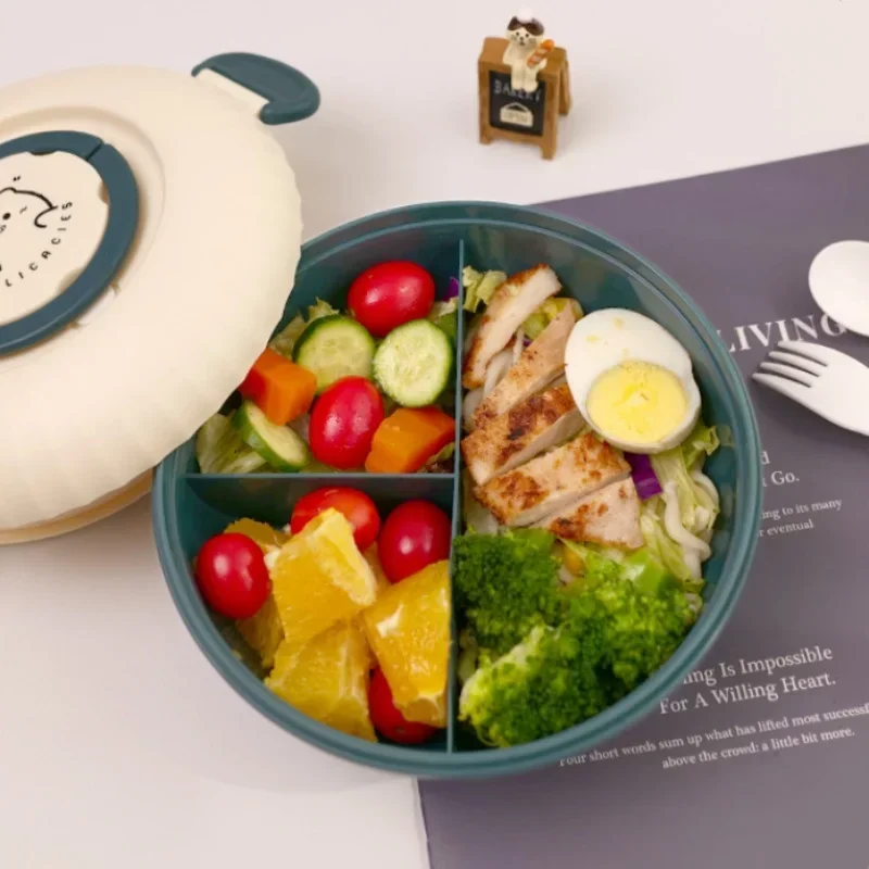 Bento Box a doppio strato di grande capacità con scomparto per salsa Scatola da pranzo in plastica termica per microonde per scatola da pranzo portatile per studenti