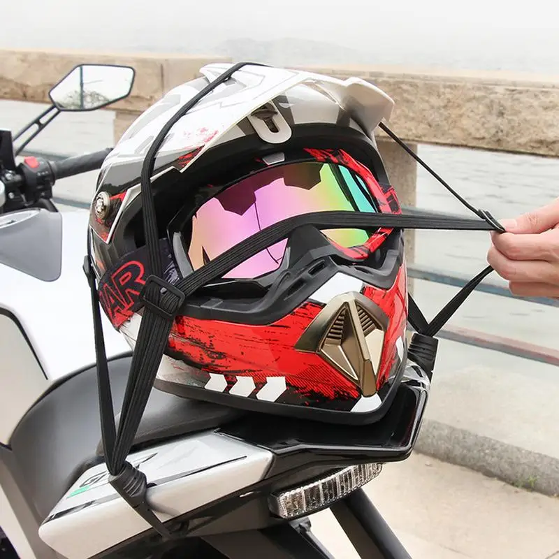 Motorhelmen Netto Mesh Hoge Elastische Rubberen Band Met 2Durablee Metalen Haak Rekbare Bungee Koord Mesh Motorfiets Accessoris
