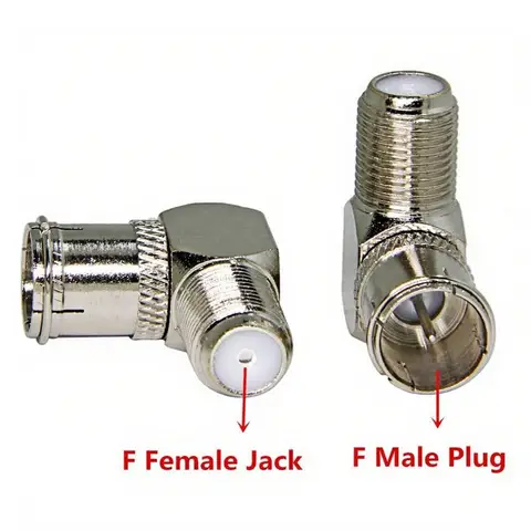 10 Uds. Adaptadores RF de enchufe macho tipo F de deslizamiento rápido a conector hembra-conexión de serie de ángulo recto, terminales de cable duraderos para TV