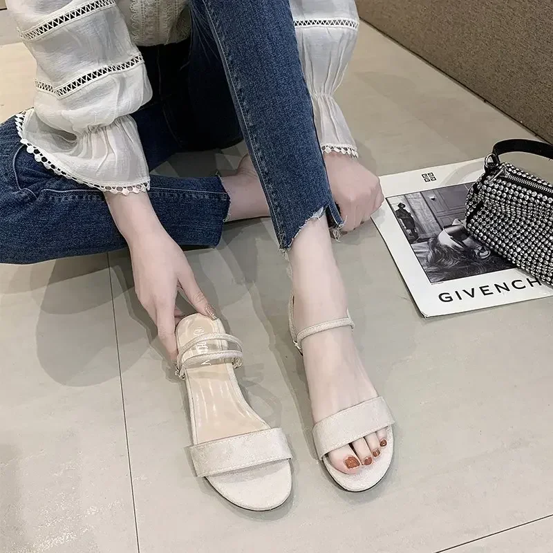 New Women Sandals Chunky Heels Slides Summer Sandal Elegant  Shoes Women Slipper Big Size 34-42 Fashion Summer Sandal Women