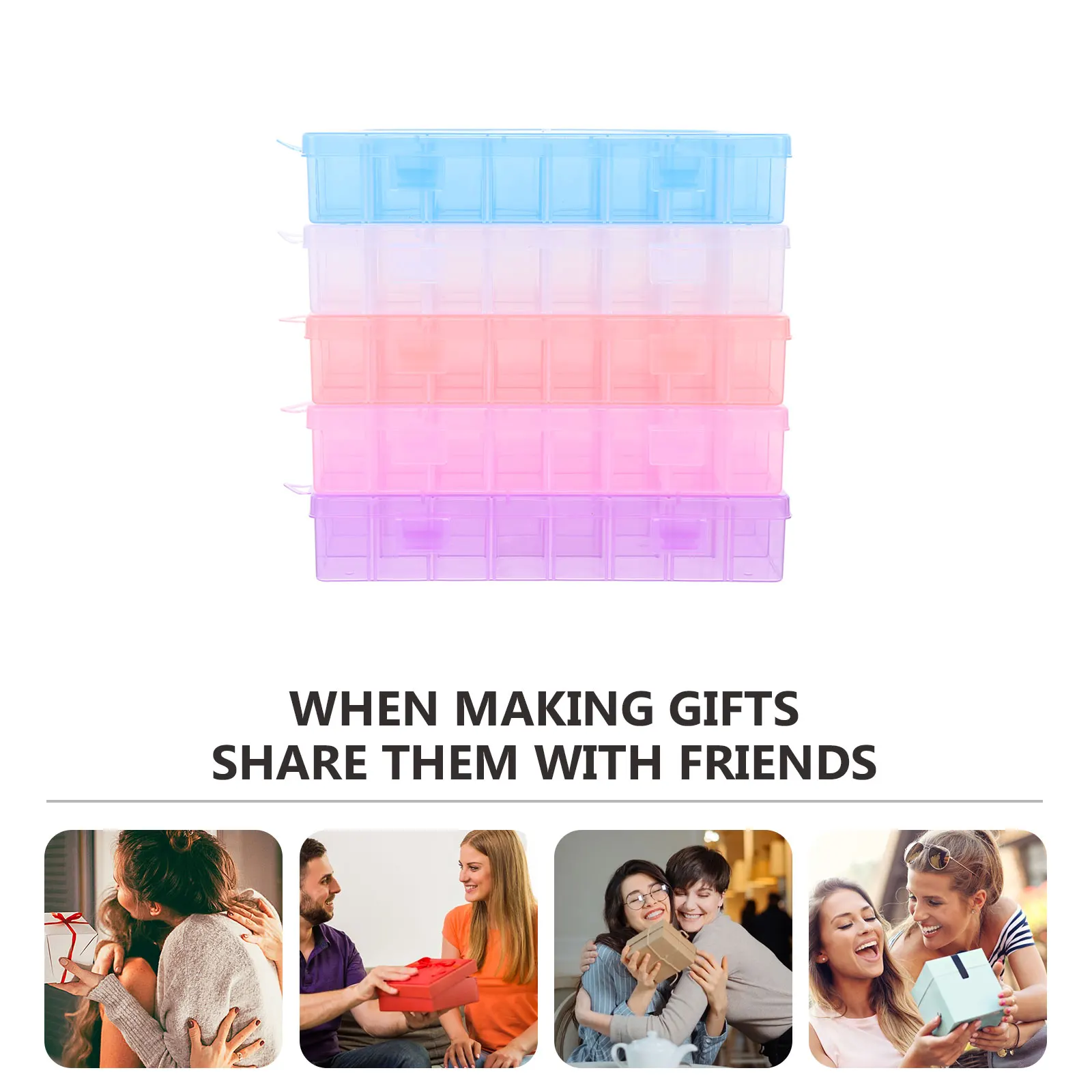 

5pcs Storage Boxes Premium Compartment Beads Box Durable Jewelry Organizing Case Portable Medicine Container Travel Nail Decor