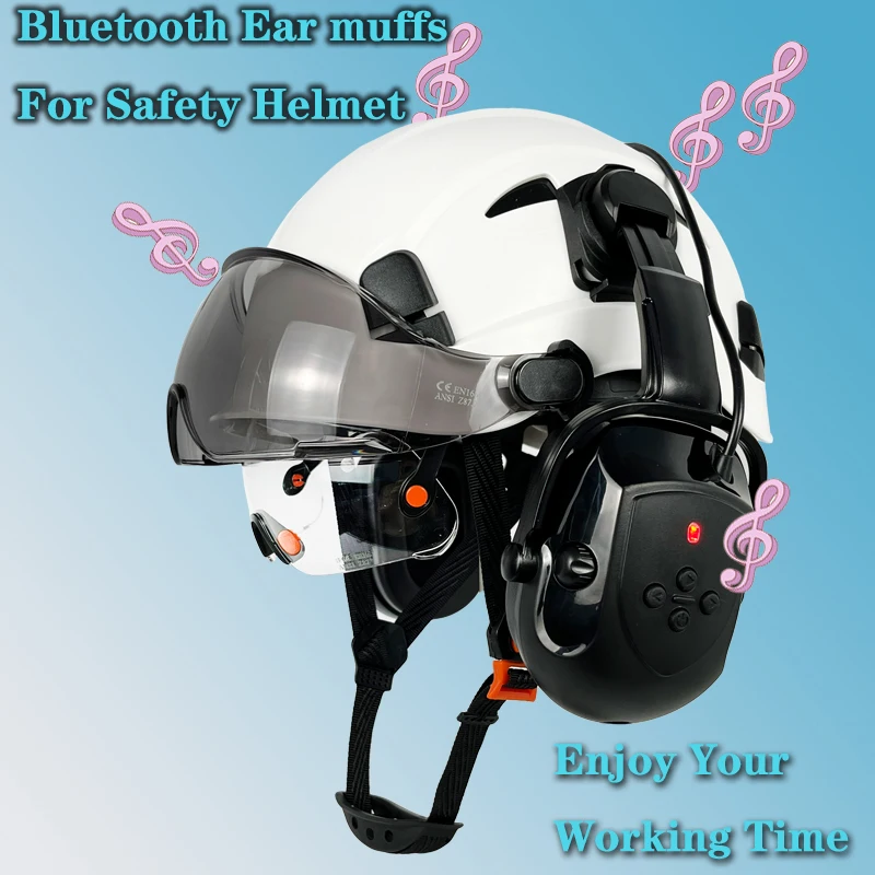 New SAFETY HELMET Type EarMuffs Bluetooth Ear Protector Hearing Protection CE EN352-3 Industrial Work Ear Cup