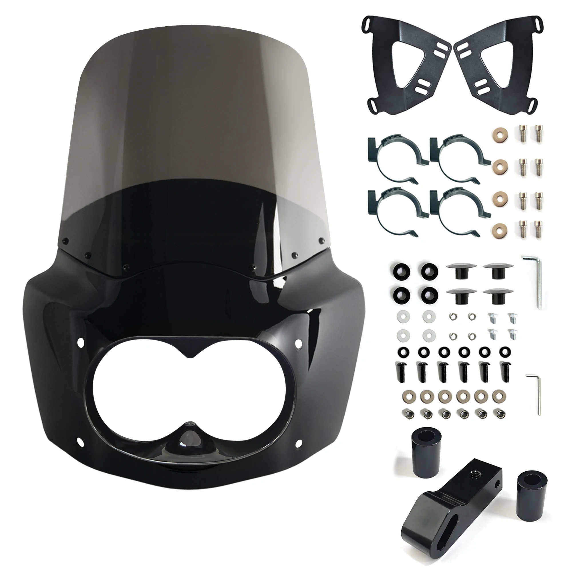 Fat Bob Voorruit 15 "Voorruit Dyna Fat Bob Motorfiets Dubbele Lamp Kuip Alleen Voor Harley Dyna Fat Bob FXDF 2008-2017