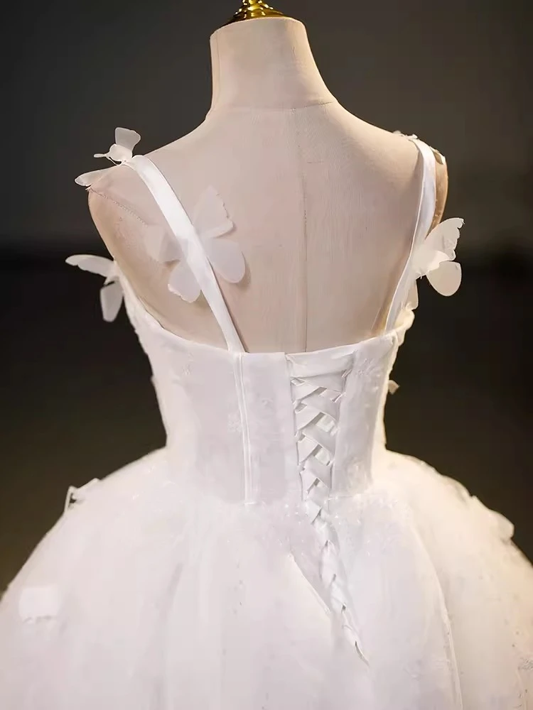 Robe de Quinceanera à fleurs pour femmes, robe de Rhà lacets, robe à bretelles spaghetti, robe de soirée d'anniversaire, robe de Rhblanche, Sweet 16e fille, image réelle